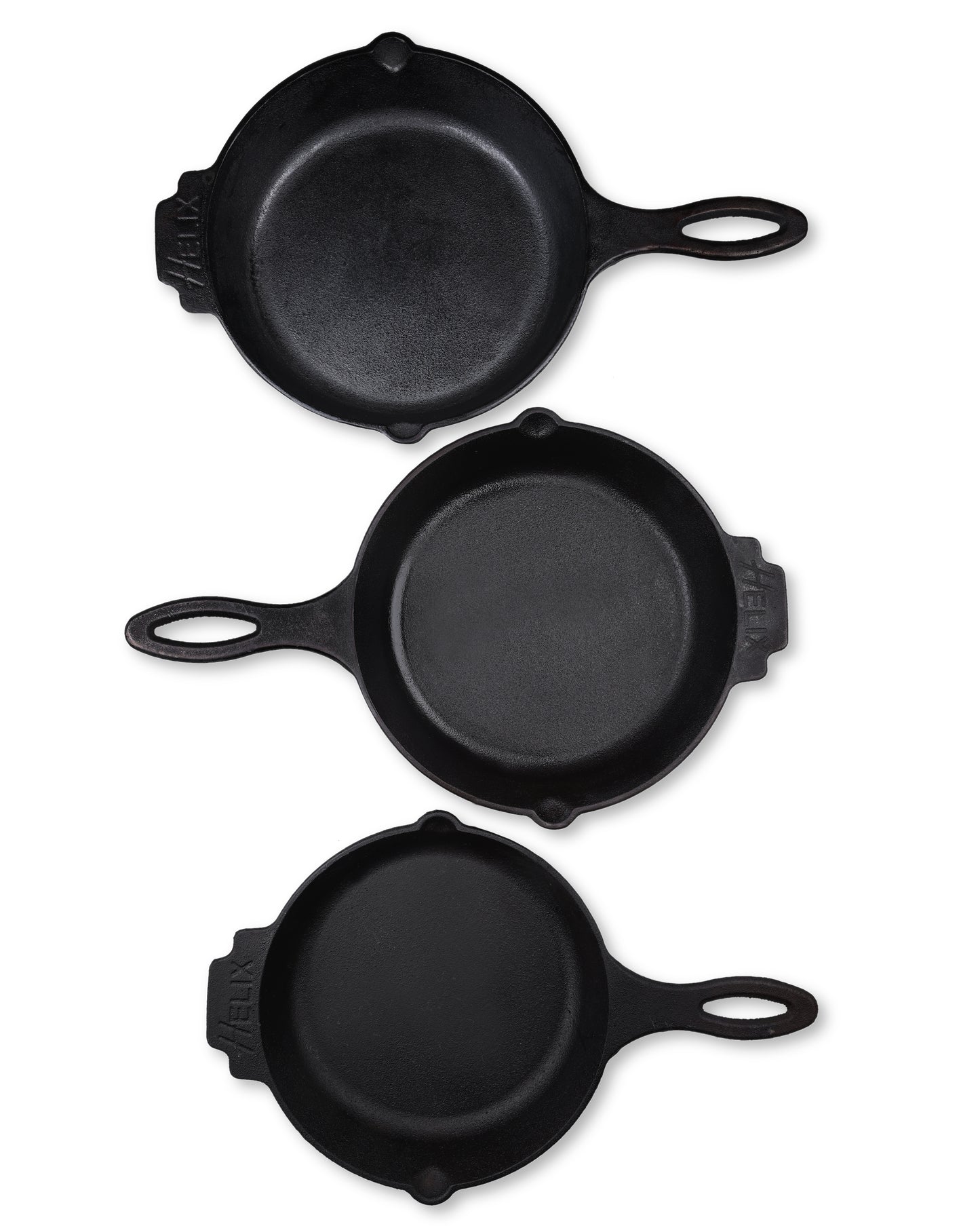 Helix Timeless Craft Set: ( 3 Sizes Skillets + 1 Leather Handles Cover ) Life time Warranty