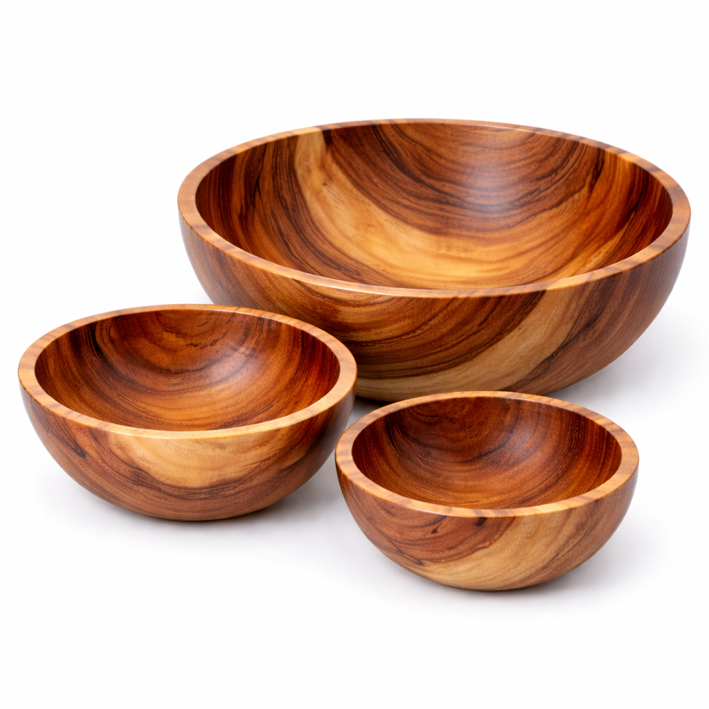 Wooden Set : 3 Sizes Natural Wooden Bowls