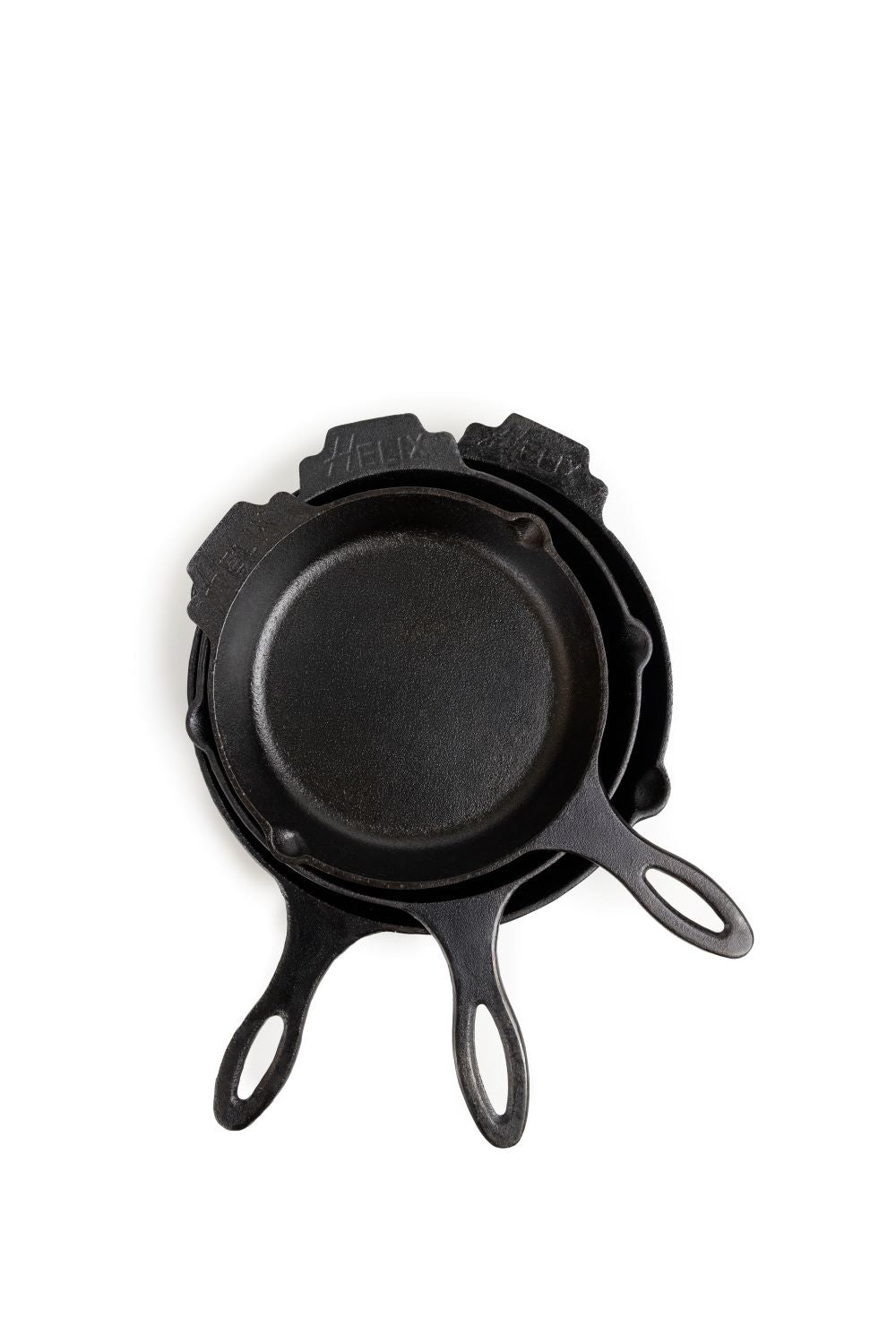 Helix Timeless Craft Set: ( 3 Sizes Skillets + 1  Leather Handles Cover ) Life time Warranty